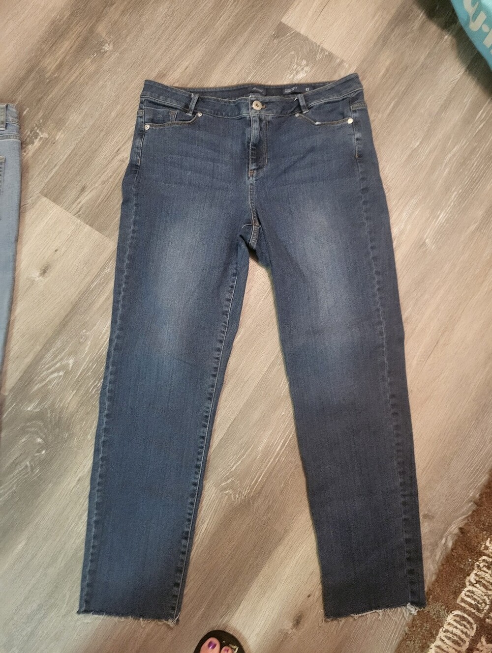 J. Jill Weekender Straight Leg Jeans Womens Size 12 Blue Dark Wash Denim